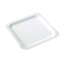 Assiette carrée en carton blanc 21 x 21 x 0,02 cm - 250 unités