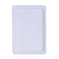 Assiette rectangulaire en carton recyclé blanc 33 x 23 cm - 125 unités