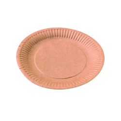Assiette ronde en carton brun Diam: 18 cm 18 x 1,1 cm - 50 unités