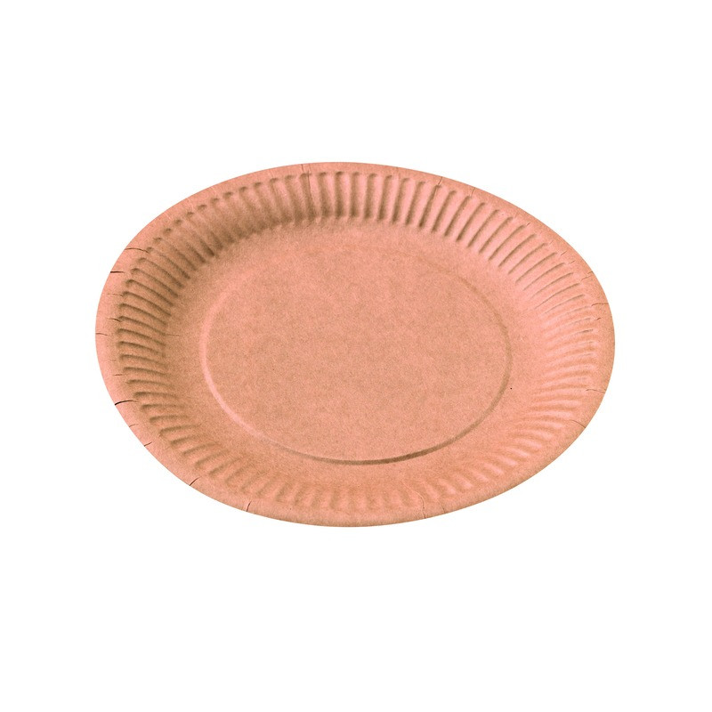 Assiette ronde en carton brun Diam: 18 cm 18 x 1,1 cm - 50 unités