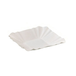 Assiette barque en carton blanc 10,8 x 10,8 x 2 cm - 250 unités