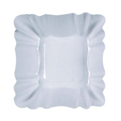 Assiette creuse carrée en carton laminé blanc 9 x 9 x 3 cm - 250 unités