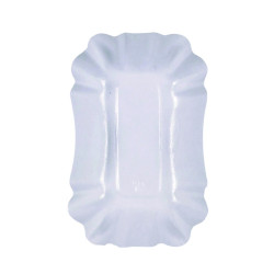 Assiette creuse rectangulaire en carton laminé blanc 14 x 9 x 3 cm - 250 unités