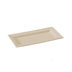 Assiette rectangulaire brune en pulpe 26 x 13 cm - 25 unités