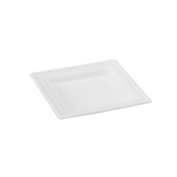 Assiette carrée blanche en pulpe 16 x 16 cm - 50 unités
