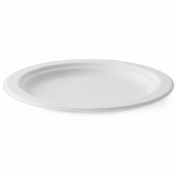 Assiette ronde blanche en pulpe  - 16 cm x 16 cm - 125 unités