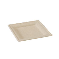Assiette carrée brune en pulpe 20 x 20 cm - 25 unités