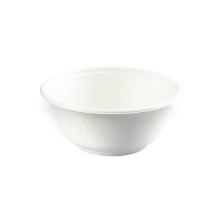 Bol rond blanc en pulpe 350 ml Diam: 13,5 cm 13,4 x 4,8 cm - 50 unités