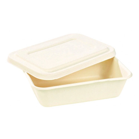 Boite repas pulpe blanche avec couvercle  193x135mm H50mm 850ml - 50 unités