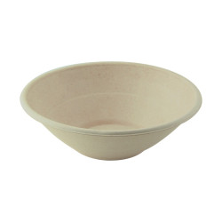 Bol rond brun en pulpe "Poke"  - 19,6 cm x 19,6 cm x 6,3 cm - 125 unités