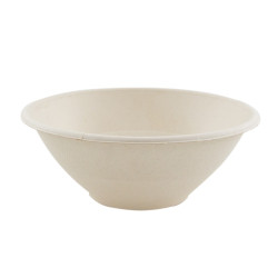 Bol rond brun en pulpe "Poke" 1200 ml Diam: 19,6 cm 19,6 x 19,6 x 7,6 cm - 125 unités