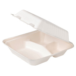 Coquille blanche pulpe 3 compartiments 234x231mm H80mm - 50 unités