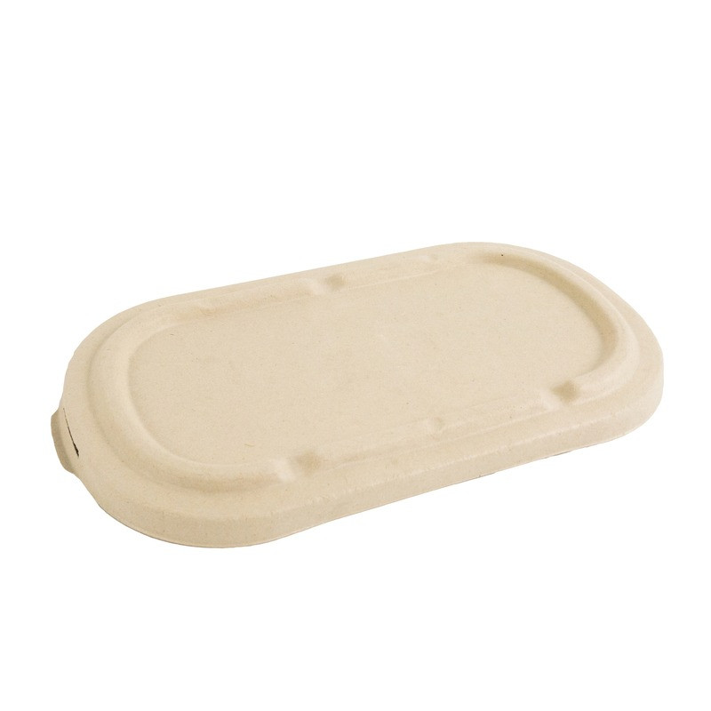 Couvercle rectangulaire brun en pulpe 24 x 13,5 x 1,5 cm - 50 unités