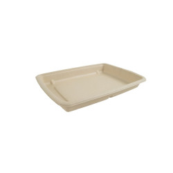 Plateau pulpe rectangulaire brun 22,6 x 16,2 x 2,7 cm - 50 unités