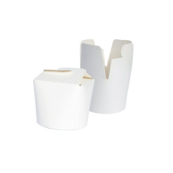 Pot carton blanc base ronde fermeture à boucle papillon 230 ml Diam: 7 cm 7,5 x 7,5 x 6,5 cm - 50 unités