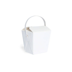 Mini boîte carré blanc avec anse 230 ml 6,5 x 7,1 x 7 cm - 50 unités