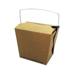 Boîte carton kraft carré avec anse 450 ml 9,5 x 7,3 x 9 cm - 50 unités
