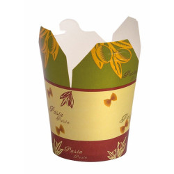 Pot carton blanc base ronde décor "Pasta" 750 ml Diam: 9,3 cm 9,3 x 9,8 x 9,5 cm - 50 unités