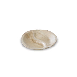 Coupelle ronde en palmier 2 compartiments "Yin Yang" Diam: 10 cm 10 x 10 x 2 cm - 10 unités