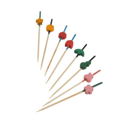 Pic bambou décors et couleurs assortis 9 cm - 100 unités