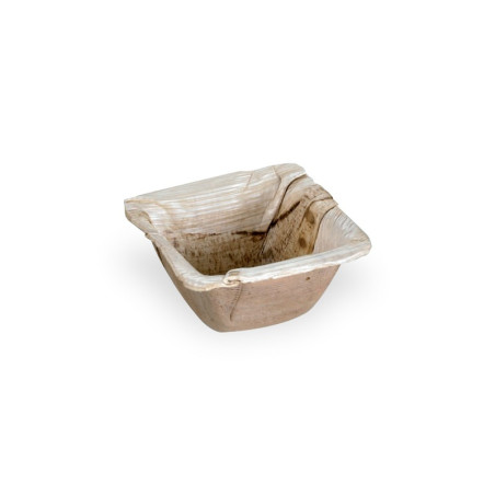 Coupelle carrée en palmier 35 ml 6,3 x 6,3 x 3,3 cm - 50 unités