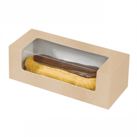 Boîte pour éclair carton brune avec fenêtre transparente