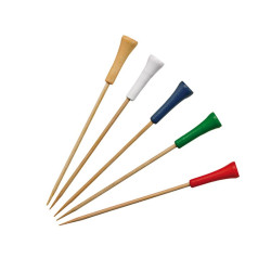Pic bambou décor golf couleurs assorties 12 cm - 100 unités