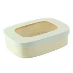 Boîte bois rectangulaire avec couvercle à fenêtre 800 ml 18,8 x 13 x 5 cm - 25 unités