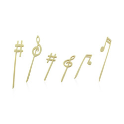 Pique bambou décor musique 12 cm - 100 unités