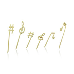 Pique bambou décor musique 9 cm - 100 unités
