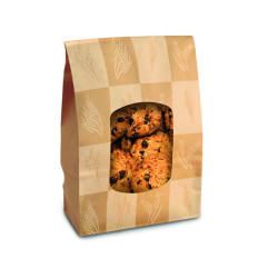 Sac SOS papier brun à fenêtre et attache pliante métallique "Ecokraft" 12 x 6 x 24 cm - 500 unités