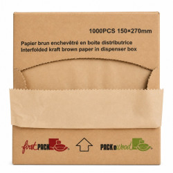 Papier brun enchevêtré en boite distributrice 15 x 27 cm - 1000 unités