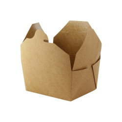 Boîte repas carton kraft laminé PE 1000 ml 21,5 x 16 x 5 cm - 50 unités