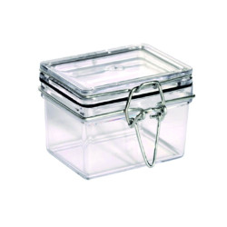 Bocal PS transparent rectangulaire 100 ml 5,1 x 6,9 x 5,3 cm - 12 unités