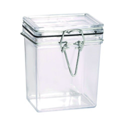 Bocal PS transparent rectangulaire 180 ml 5,1 x 6,9 x 8,6 cm - 12 unités