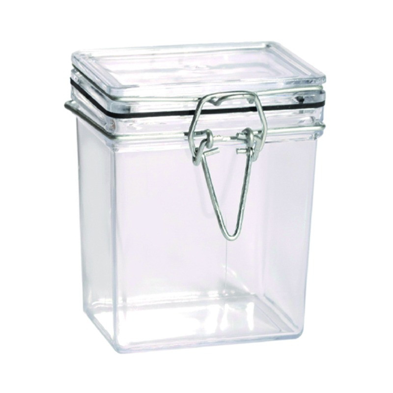 Bocal PS transparent rectangulaire 180 ml 5,1 x 6,9 x 8,6 cm - 12 unités