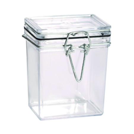 Bocal PS transparent rectangulaire 180 ml 5,1 x 6,9 x 8,6 cm - 12 unités
