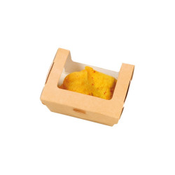 Boîte salade carton kraft brun à fenêtre 250 ml 10 x 8 x 4 cm - 250 unités