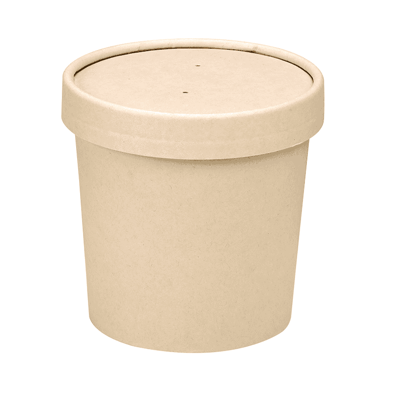 Pot carton fibre de bambou chaud et froid avec couvercle laminé PLA 12OZ