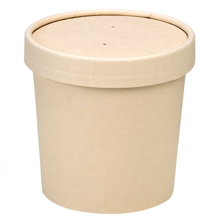 Pot carton fibre de bambou chaud et froid avec couvercle laminé PLA 12OZ