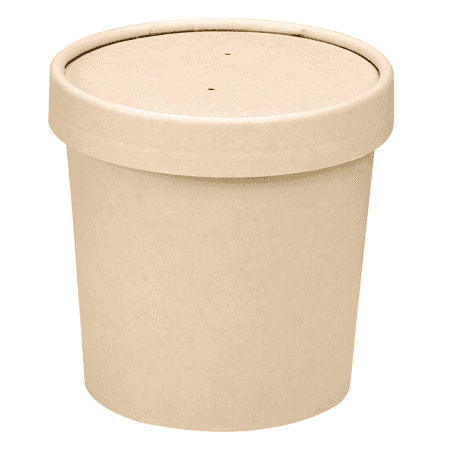 Pot carton fibre de bambou chaud et froid avec couvercle laminé PLA 12OZ