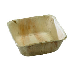 Bol carré en palmier 19 x 19 x 6 cm - 25 unités