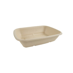 Plateau pulpe rectangulaire brun 1000 ml 21,5 x 15,8 x 5 cm - 50 unités