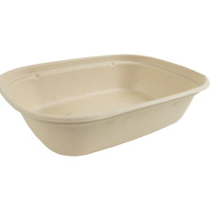 Plateau scellable pulpe rectangulaire brun laminé PLA 850 ml 22 x 17 x 5,3 cm - 50 unités