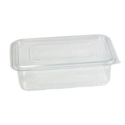 Barquette plastique PET rectangulaire transparente avec couvercle attaché 1850 ml 23 x 17,5 x 7 cm - 50 unités