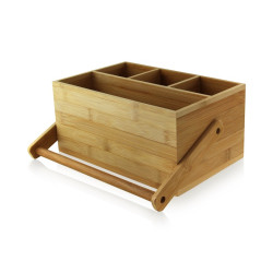 Porte couverts en bambou 4 compartiments 22,6 x 14,8 x 10,7 cm - 1 unité