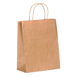 Sac cabas papier kraft brun poignées ficelles 22 x 10 x 29 cm - 250 unités