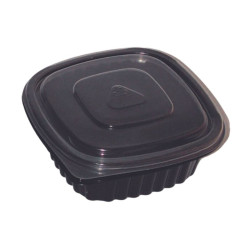 Cassolette carré noire micro-ondable  137x137mm H45mm 400ml - 500 unités