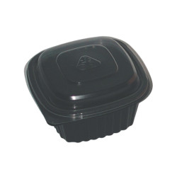 Cassolette plastique carrée noire 500 ml 13,7 x 13,7 x 6 cm - 900 unités