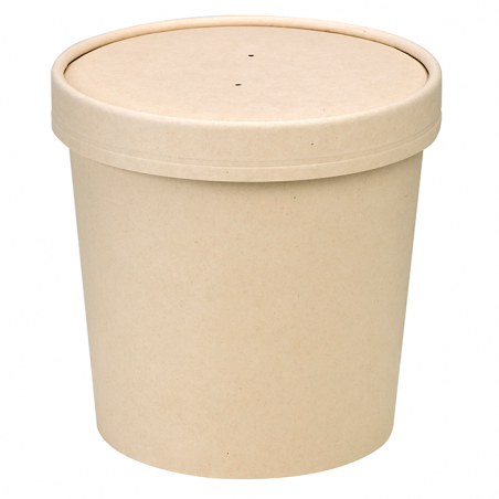 Pot carton fibre de bambou chaud et froid avec couvercle laminé PLA 24OZ